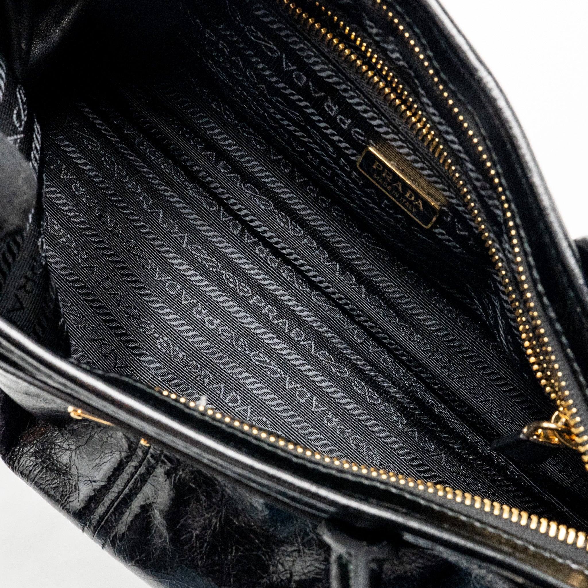 PRADA BONNIE MEDIUM LEATHER HANDBAG CALFSKIN BLACK GHW