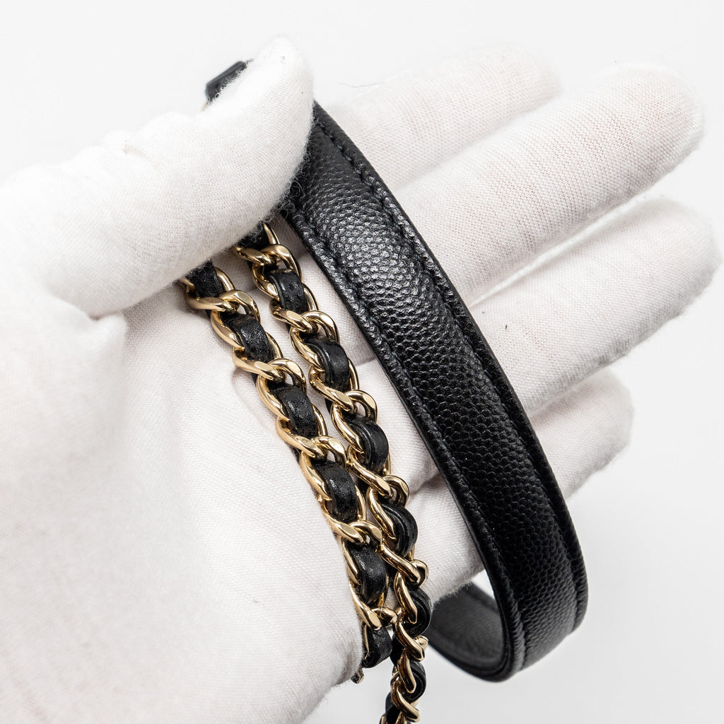 CHANEL SMALL COCO HANDLE WITH LIZARD EMBOSSED HANDLE CAVIAR BLACK LGHW (MICROCHIP)