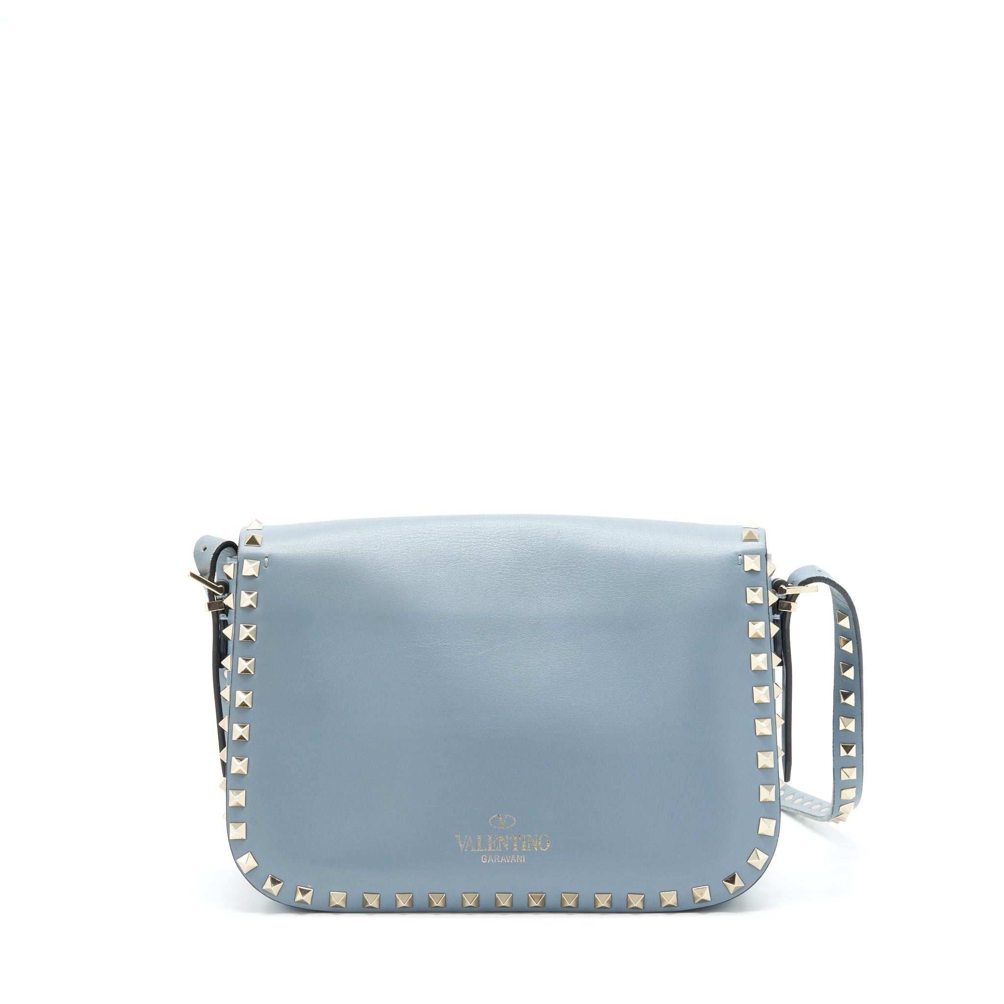 VALENTINO ROCKSTUD FLAP CROSSBODY BAG LIGHT BLUE LGHW