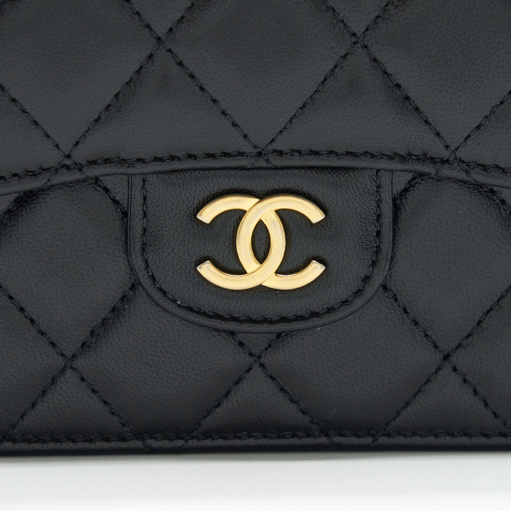 CHANEL 2021 FLAP COIN PURSE WITH CHAIN BLACK GHW