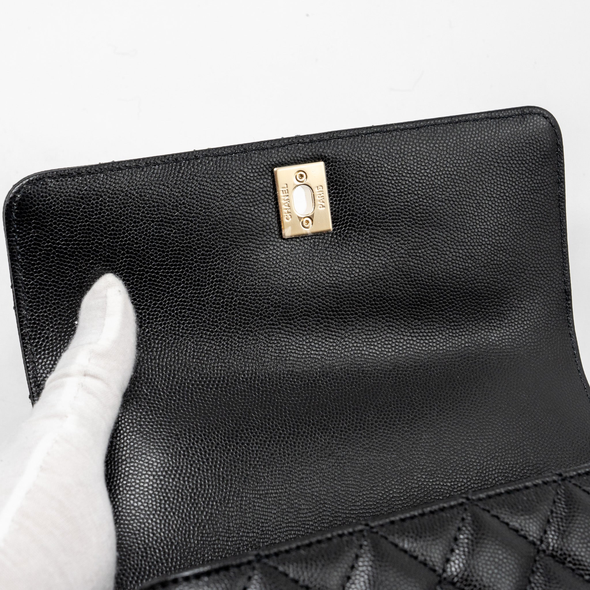 CHANEL SMALL COCO HANDLE WITH LIZARD EMBOSSED HANDLE CAVIAR BLACK LGHW (MICROCHIP)
