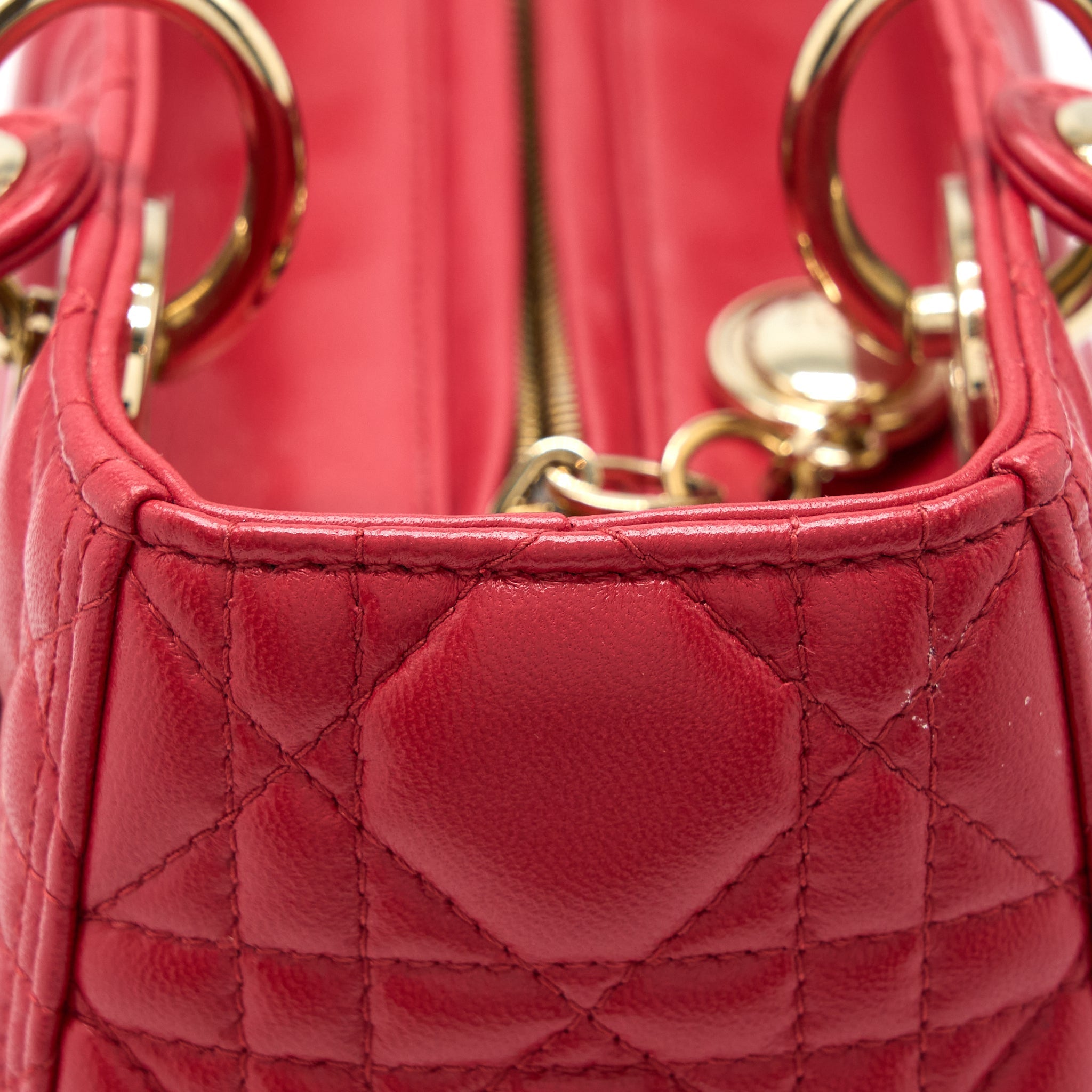 DIOR MEDIUM LADY DIOR LAMBSKIN RED GHW