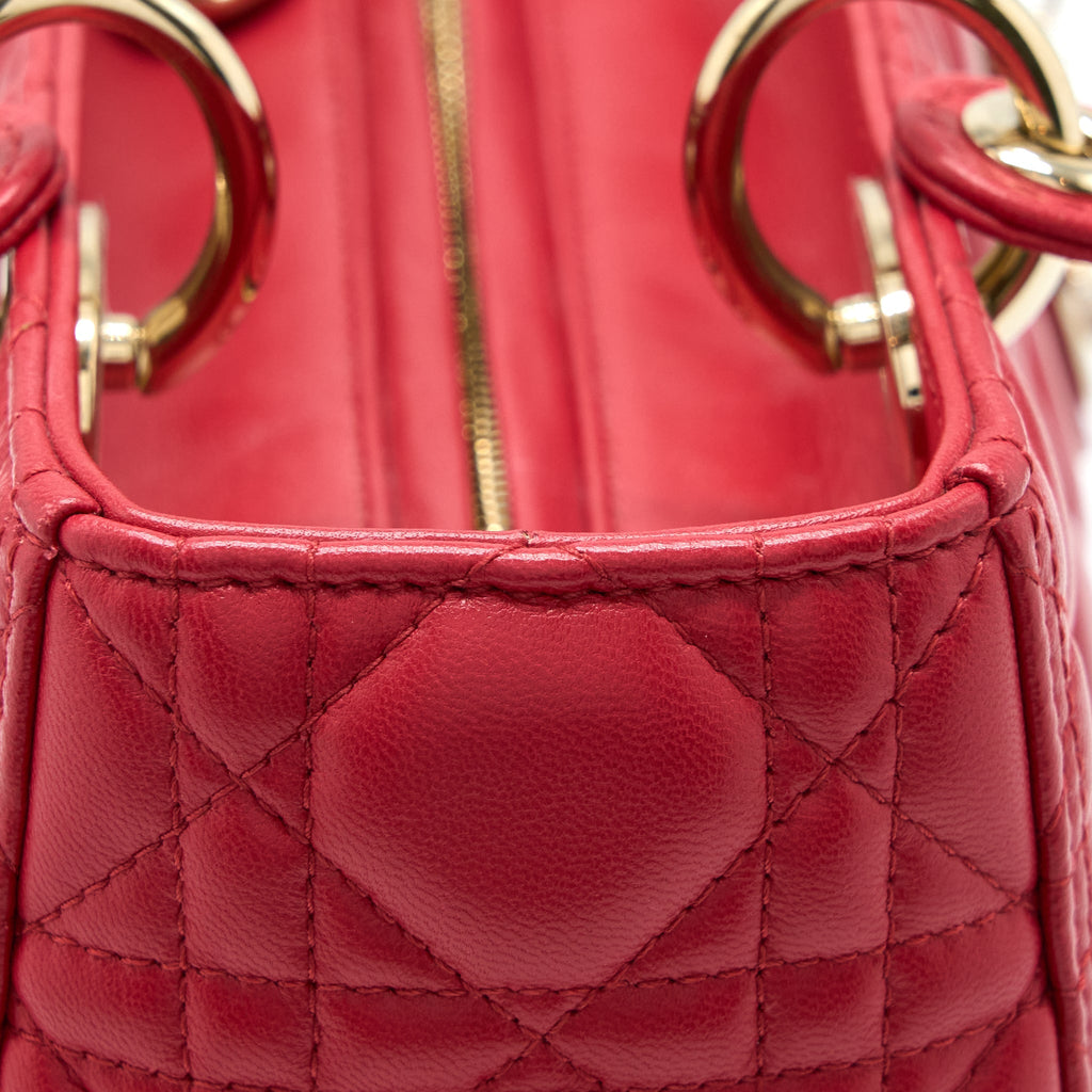DIOR MEDIUM LADY DIOR LAMBSKIN RED GHW