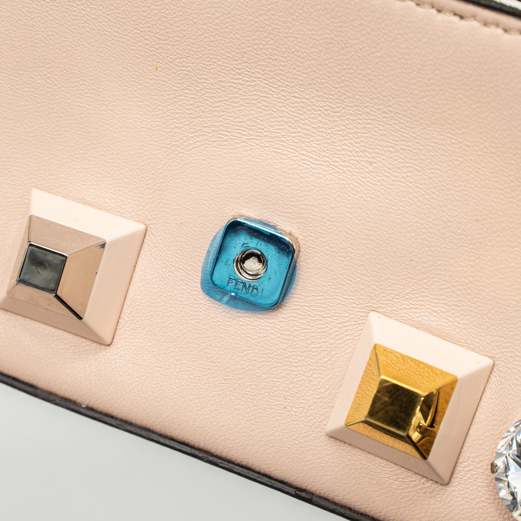 FENDI MINI FLAP CLUTCH WITH CHAIN LAMBSKIN LIGHT PINK SHW