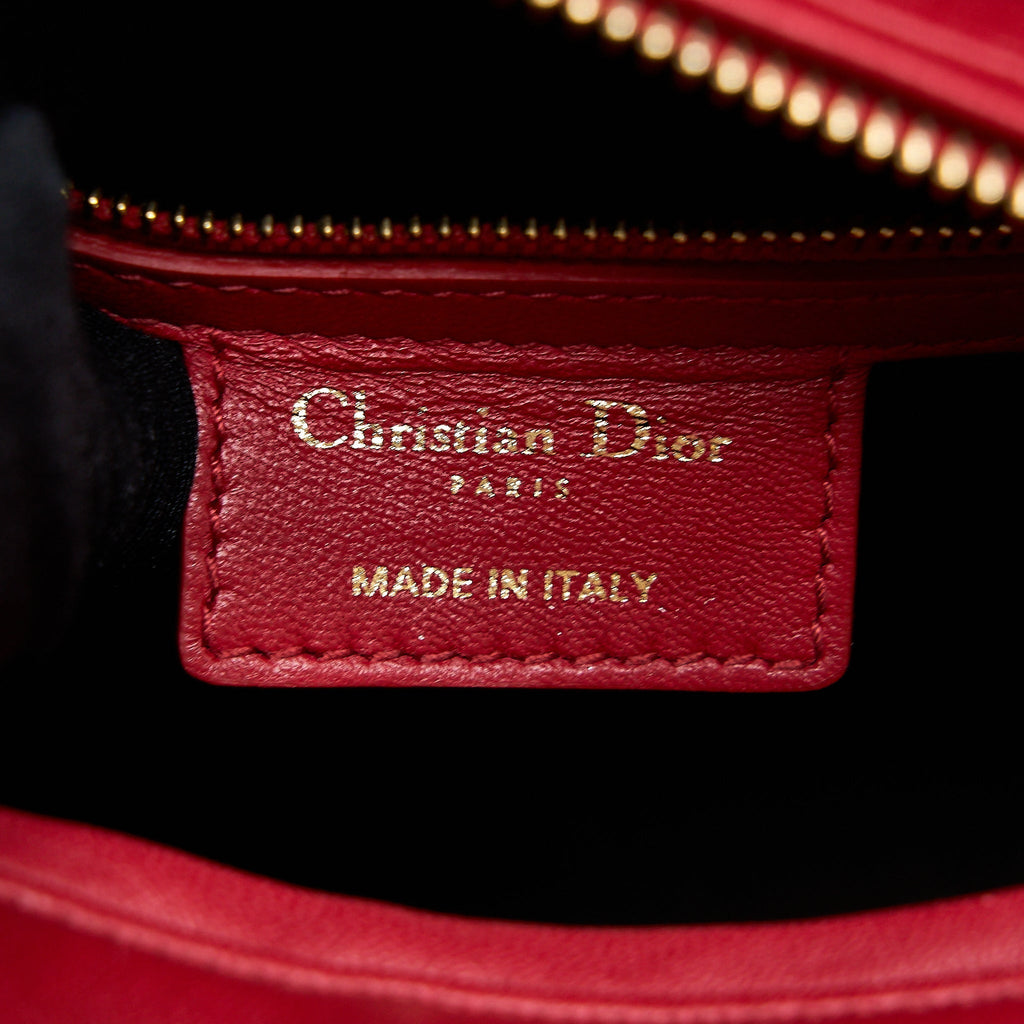 DIOR MEDIUM LADY DIOR LAMBSKIN RED GHW
