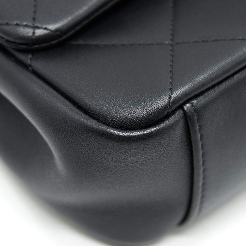 CHANEL 20P A REAL CLUTCH FLAP BAG BLACK
