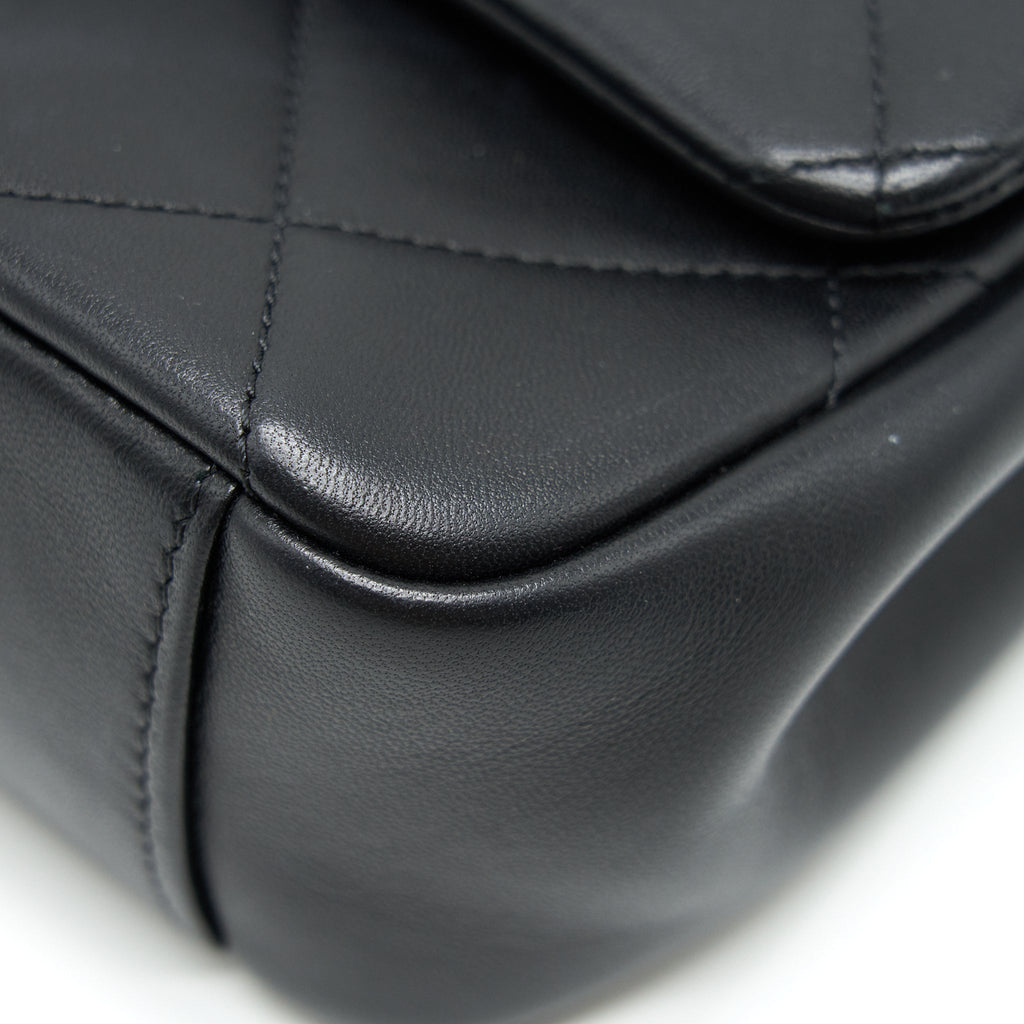 CHANEL 20P A REAL CLUTCH FLAP BAG BLACK