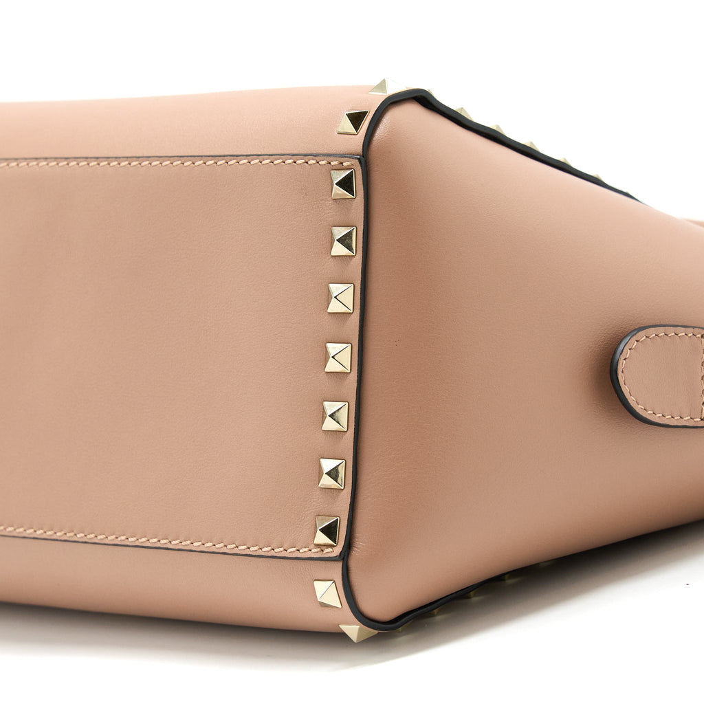 VALENTINO ROCKSTUD DOUBLE HANDLE TOP BAG PINK LGHW