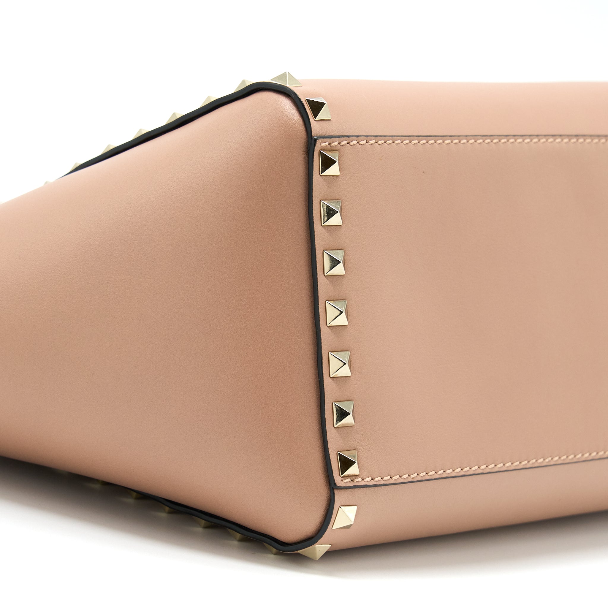 VALENTINO ROCKSTUD DOUBLE HANDLE TOP BAG PINK LGHW