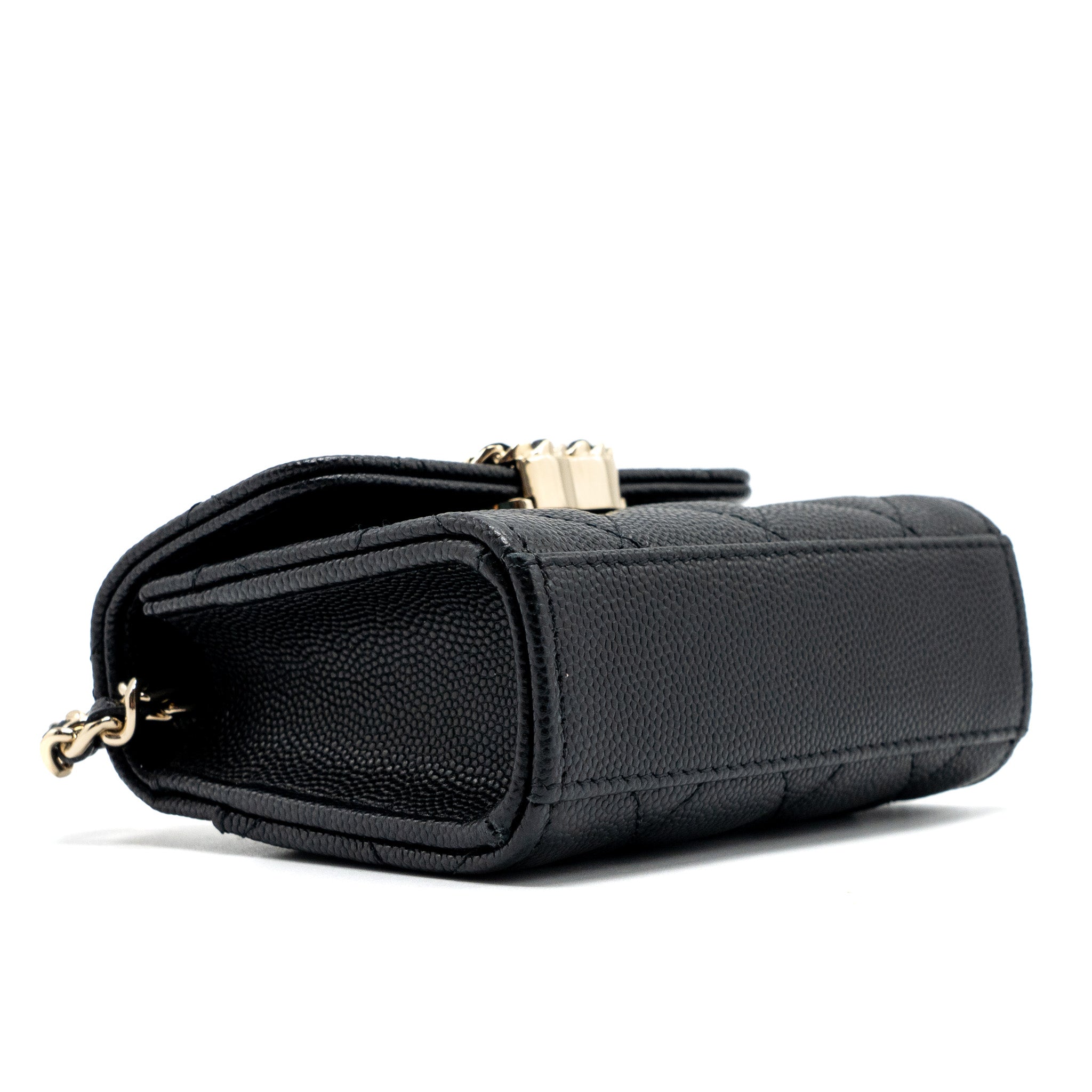 CHANEL TOP HANDLE MINI FLAP BAG CAVIAR BLACK LGHW (MICROCHIP)