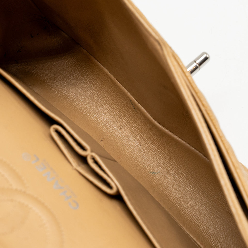 CHANEL SMALL CLASSIC DOUBLE FLAP BAG CAVIAR BEIGE SHW