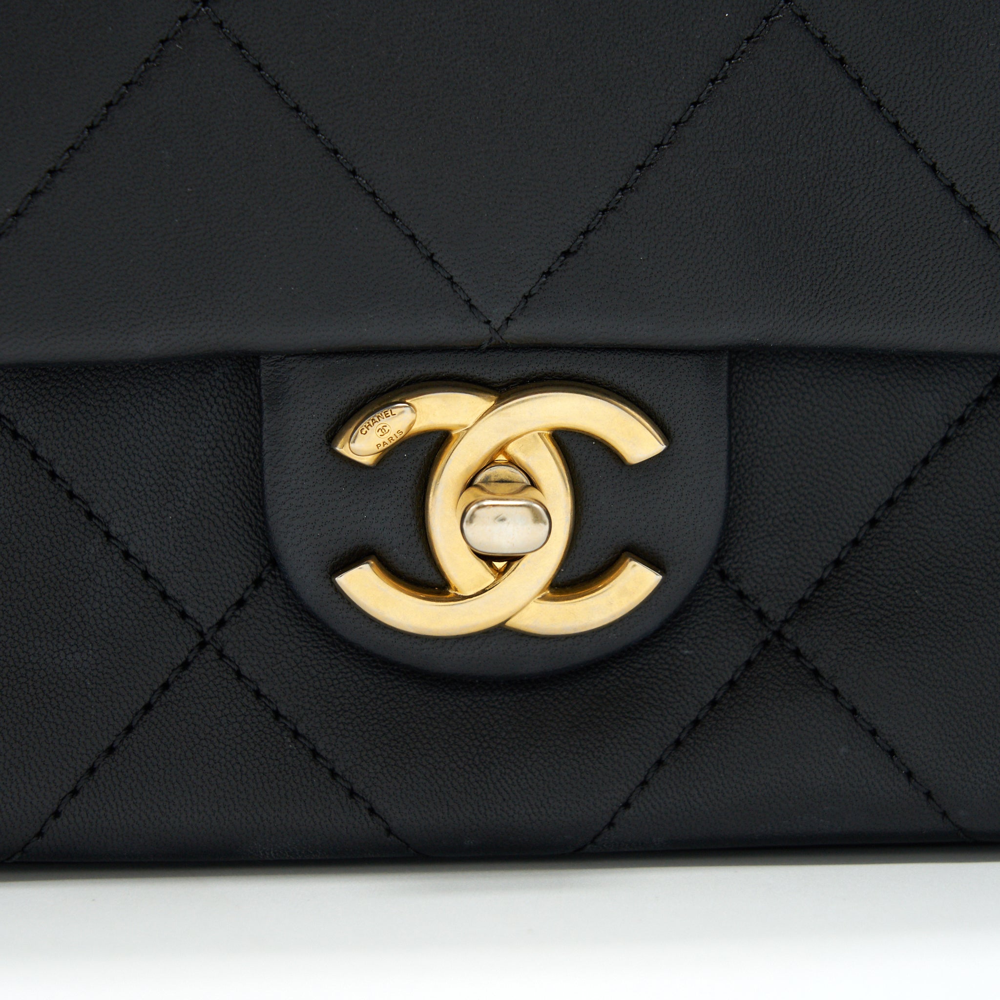 CHANEL 20P A REAL CLUTCH FLAP BAG BLACK