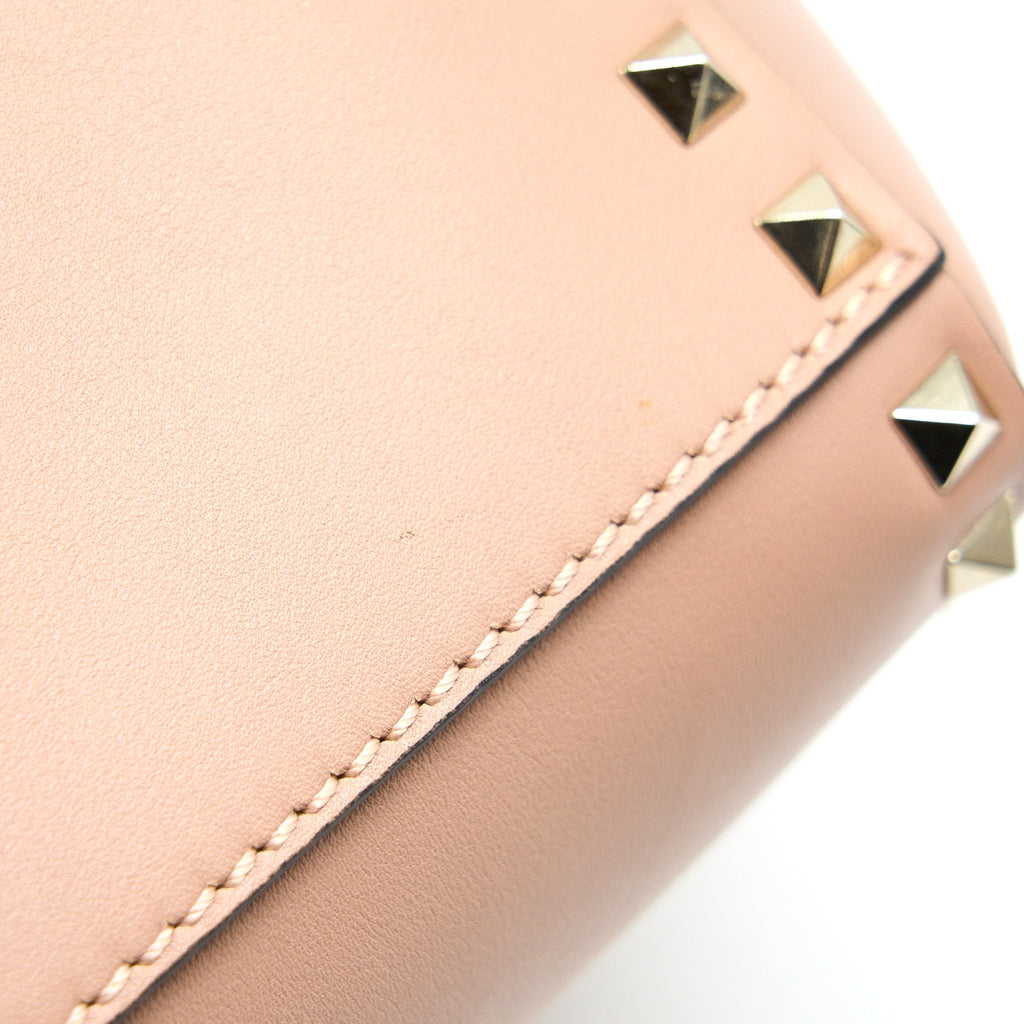 VALENTINO ROCKSTUD DOUBLE HANDLE TOP BAG PINK LGHW