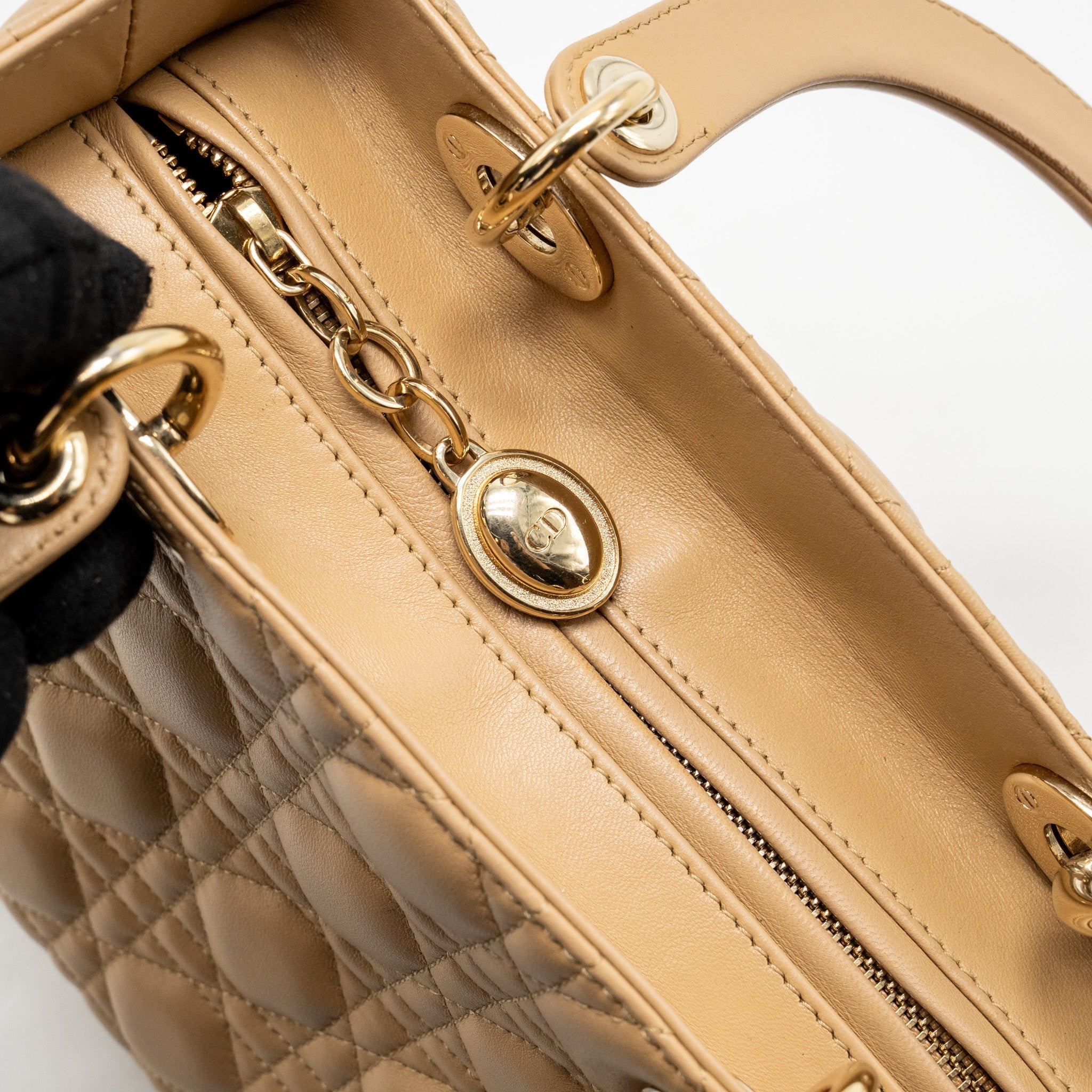 DIOR MEDIUM LADY DIOR LAMBSKIN BEIGE LGHW