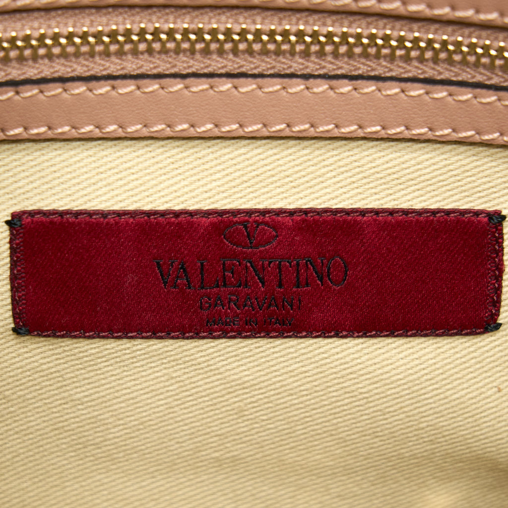 VALENTINO ROCKSTUD DOUBLE HANDLE TOP BAG PINK LGHW