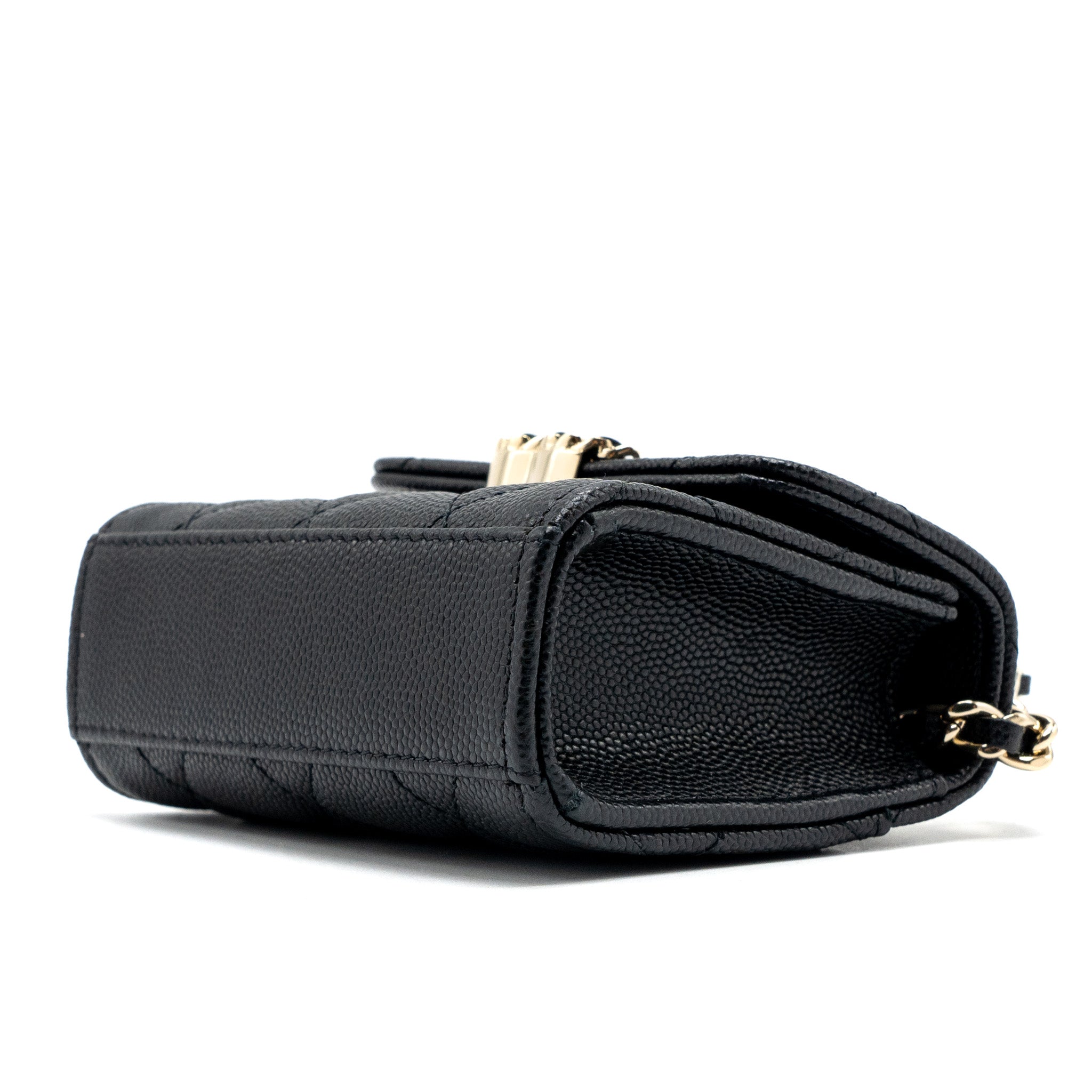 CHANEL TOP HANDLE MINI FLAP BAG CAVIAR BLACK LGHW (MICROCHIP)