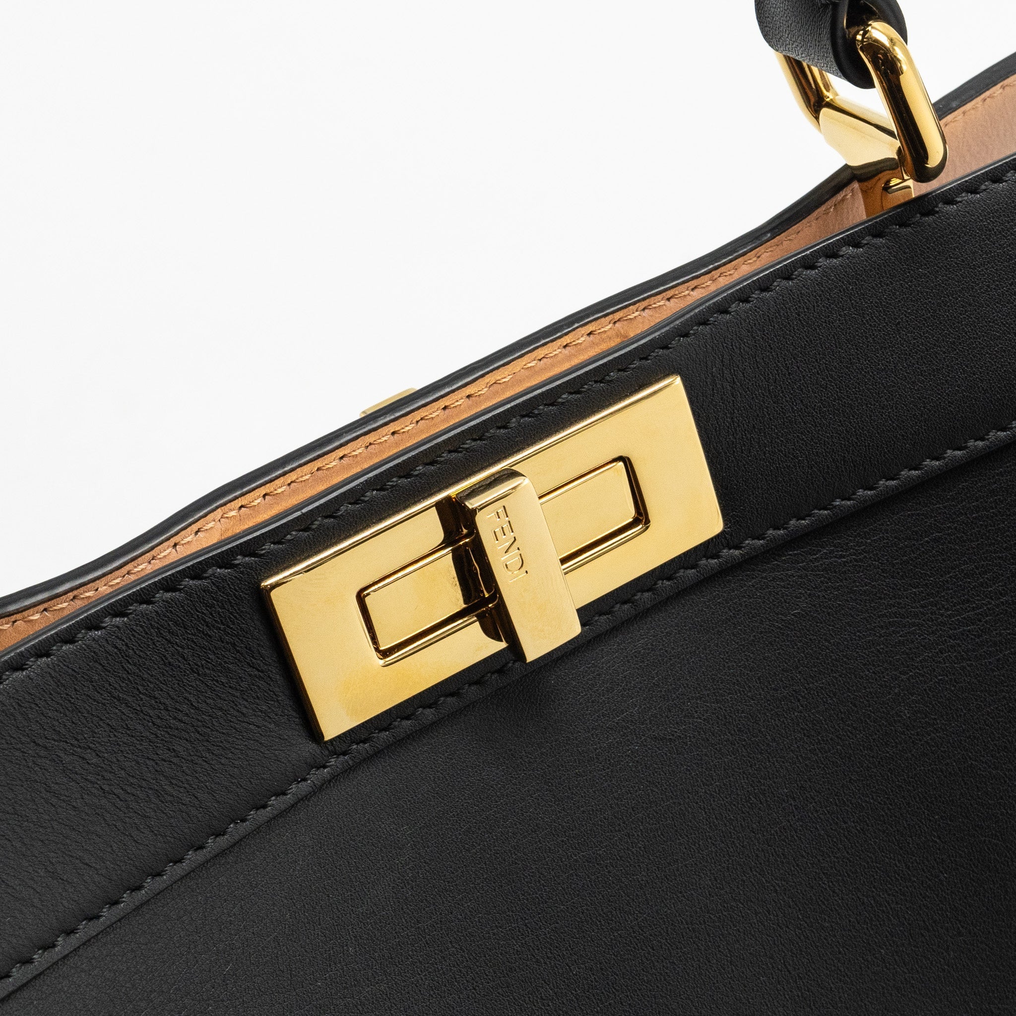 FENDI ISEEU MEDIUM PEEKABOO CALFSKIN BLACK/LIGHT PINK GHW