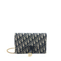 DIOR SADDLE POUCH WITH CHAIN BLUE DIOR OBLIQUE JACQUARD GHW