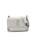 SAINT LAURENT MEDIUM NIKI BAG CALFSKIN LIGHT GREY WITH RUTHENIUM HARDWARE