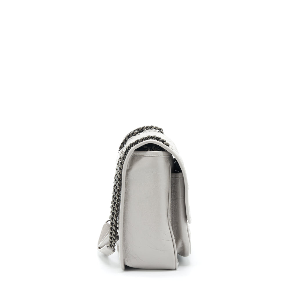 SAINT LAURENT MEDIUM NIKI BAG CALFSKIN LIGHT GREY WITH RUTHENIUM HARDWARE
