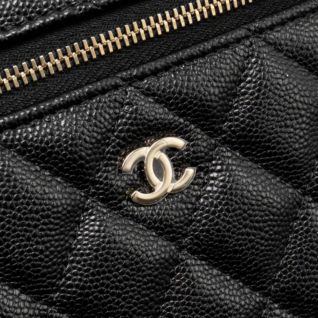 CHANEL TOP HANDLE VANITY WITH CHAIN CAVIAR BLACK LGHW (MICROCHIP)