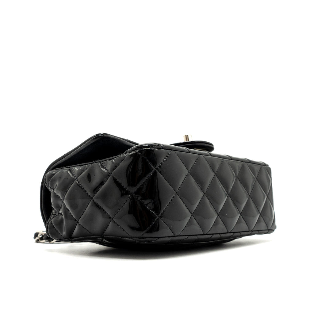 CHANEL MINI RECTANGULAR FLAP BAG PATENT BLACK SHW