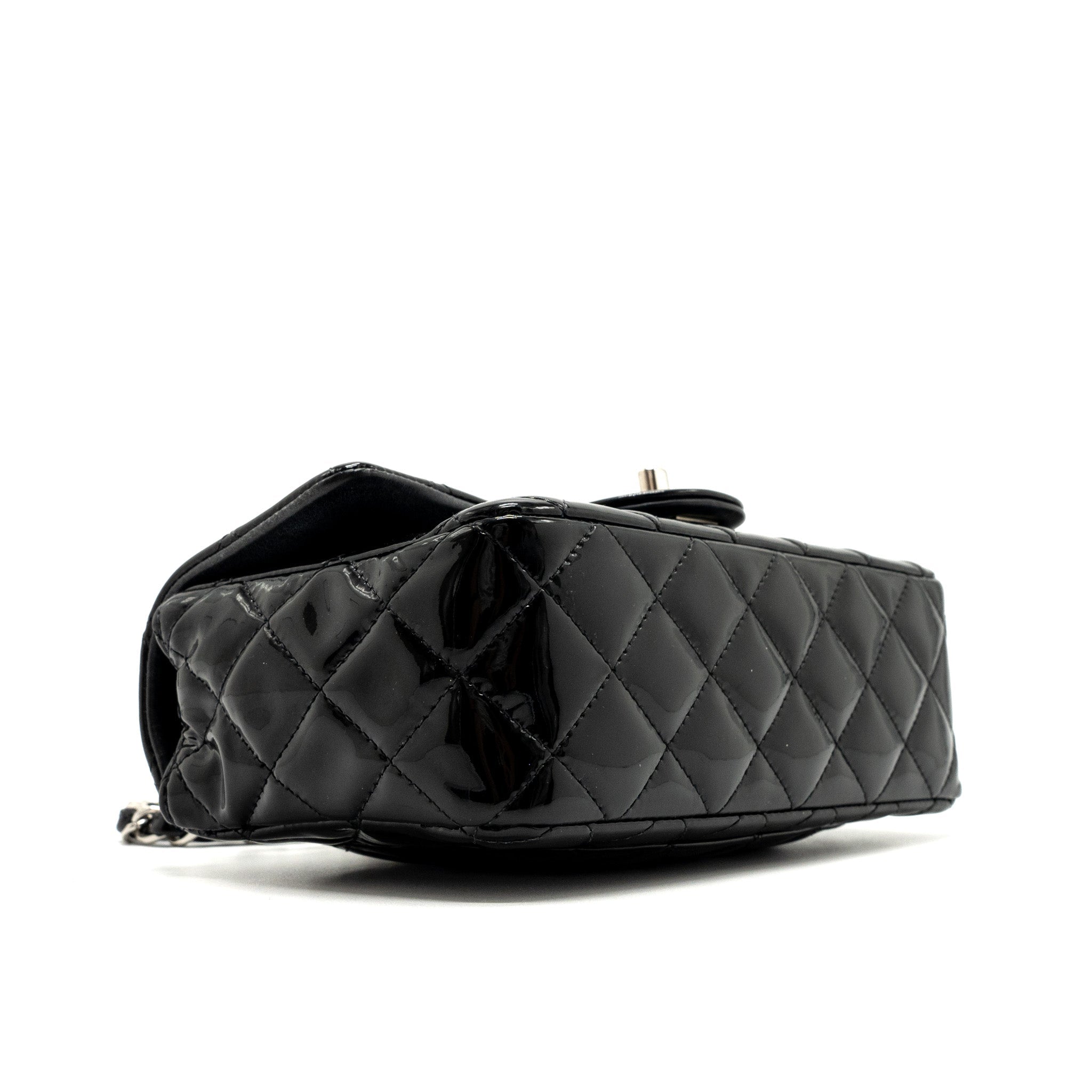 CHANEL MINI RECTANGULAR FLAP BAG PATENT BLACK SHW