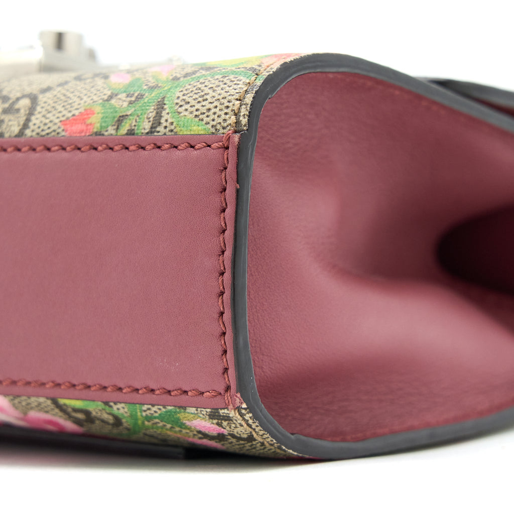 GUCCI PADLOCK CHAIN CROSSBODY BAG FLOWER PRINT GG SUPREME CANVAS SHW