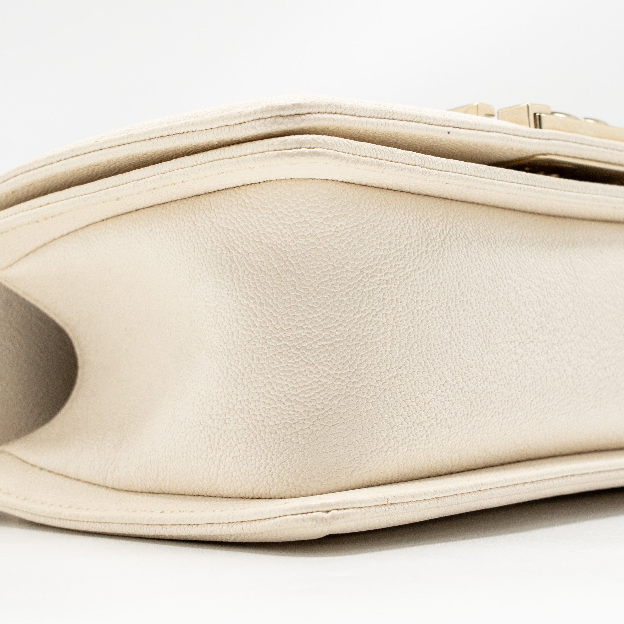 CHANEL SMALL BOY BAG CAVIAR WHITE LGHW