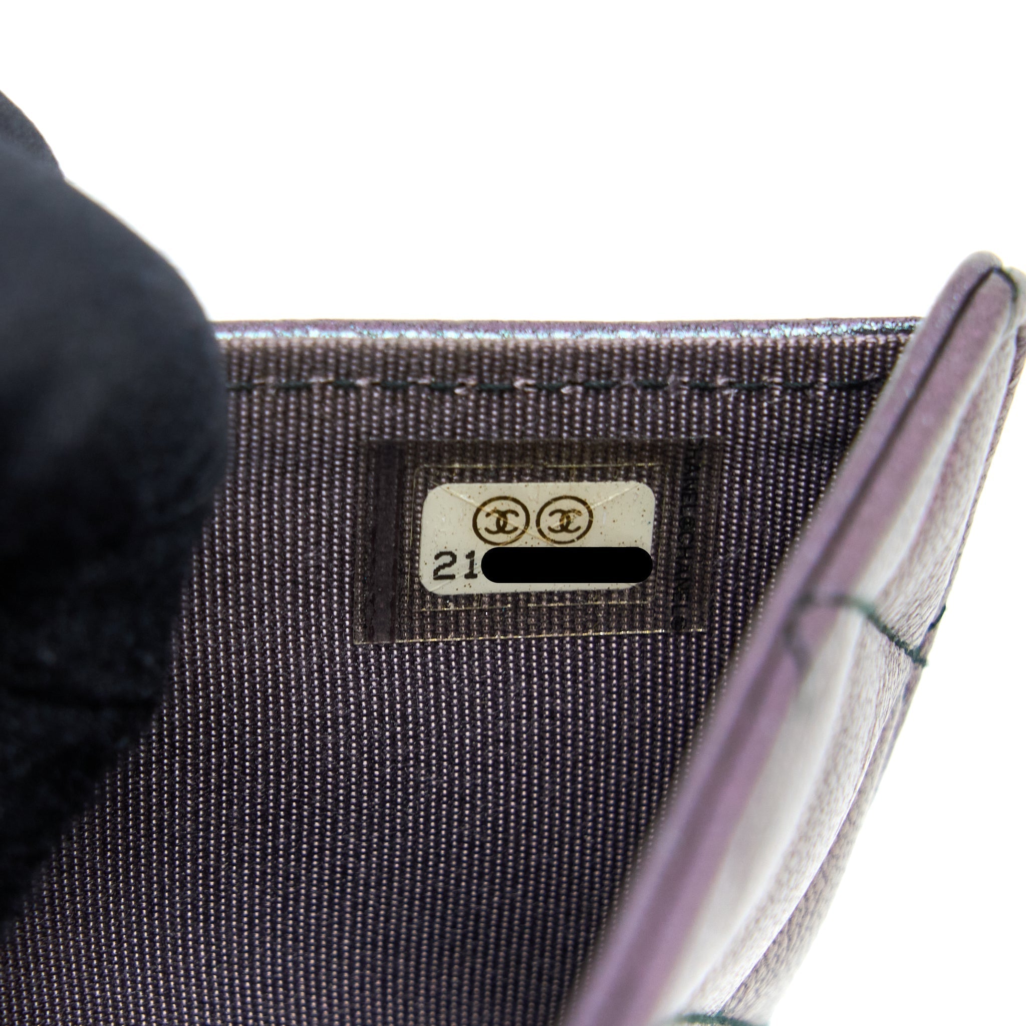 CHANEL COMPACT LONG WALLET GRAINED CALFSKIN IRIDESCENT PURPLE MULTICOLOUR HARDWARE