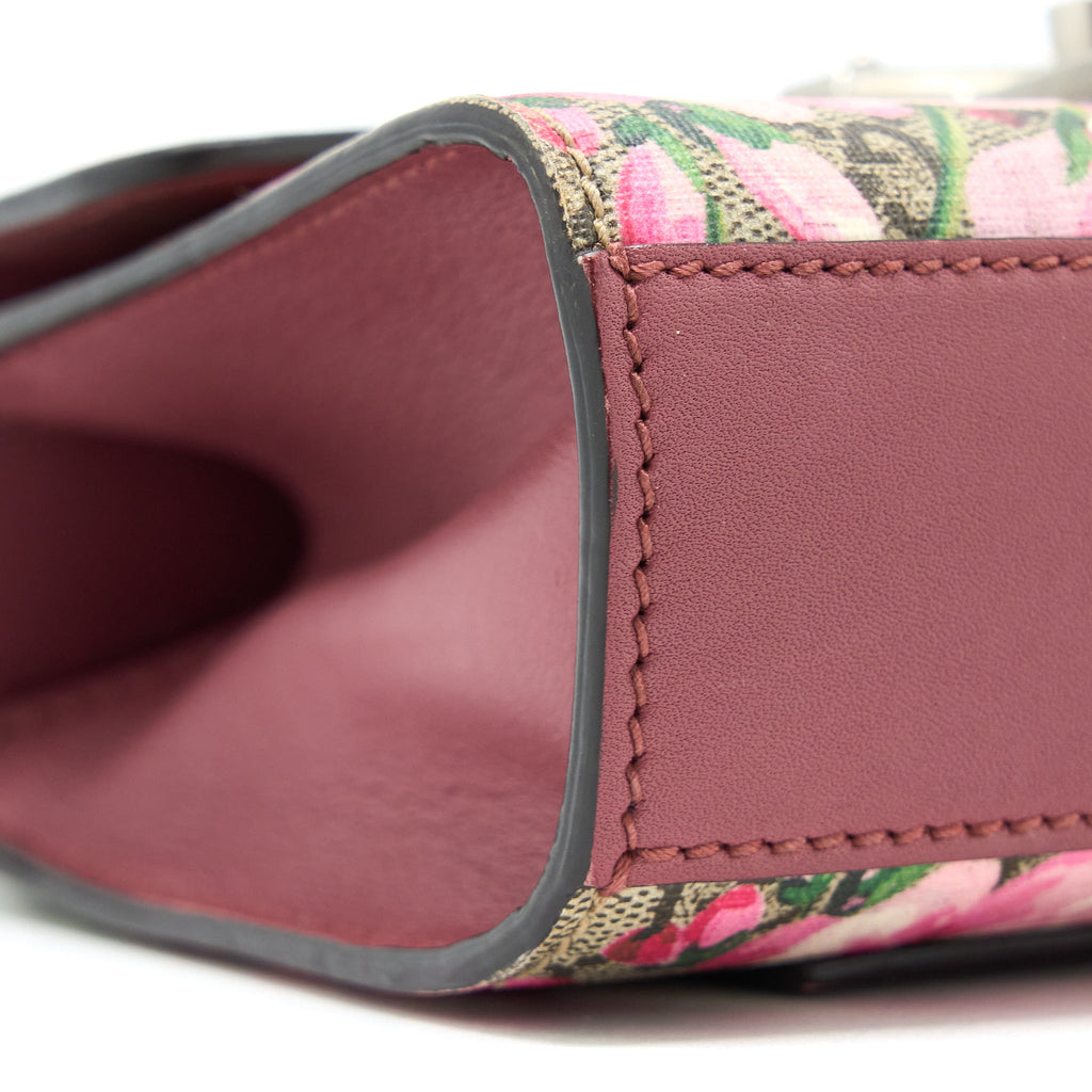 GUCCI PADLOCK CHAIN CROSSBODY BAG FLOWER PRINT GG SUPREME CANVAS SHW