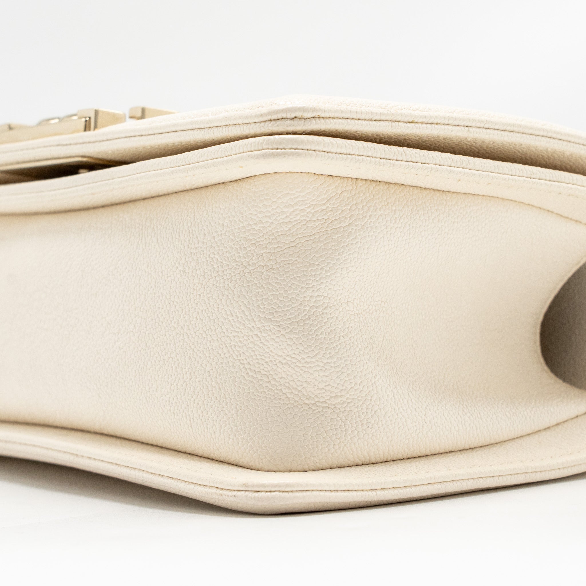 CHANEL SMALL BOY BAG CAVIAR WHITE LGHW