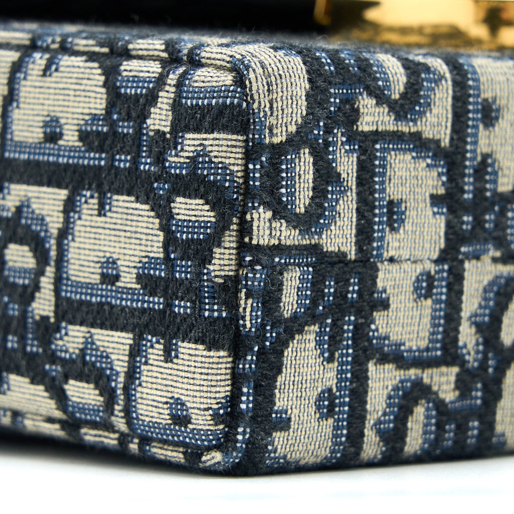 DIOR 30 MONTAIGNE MINI BOX BAG BLUE OBLIQUE GHW