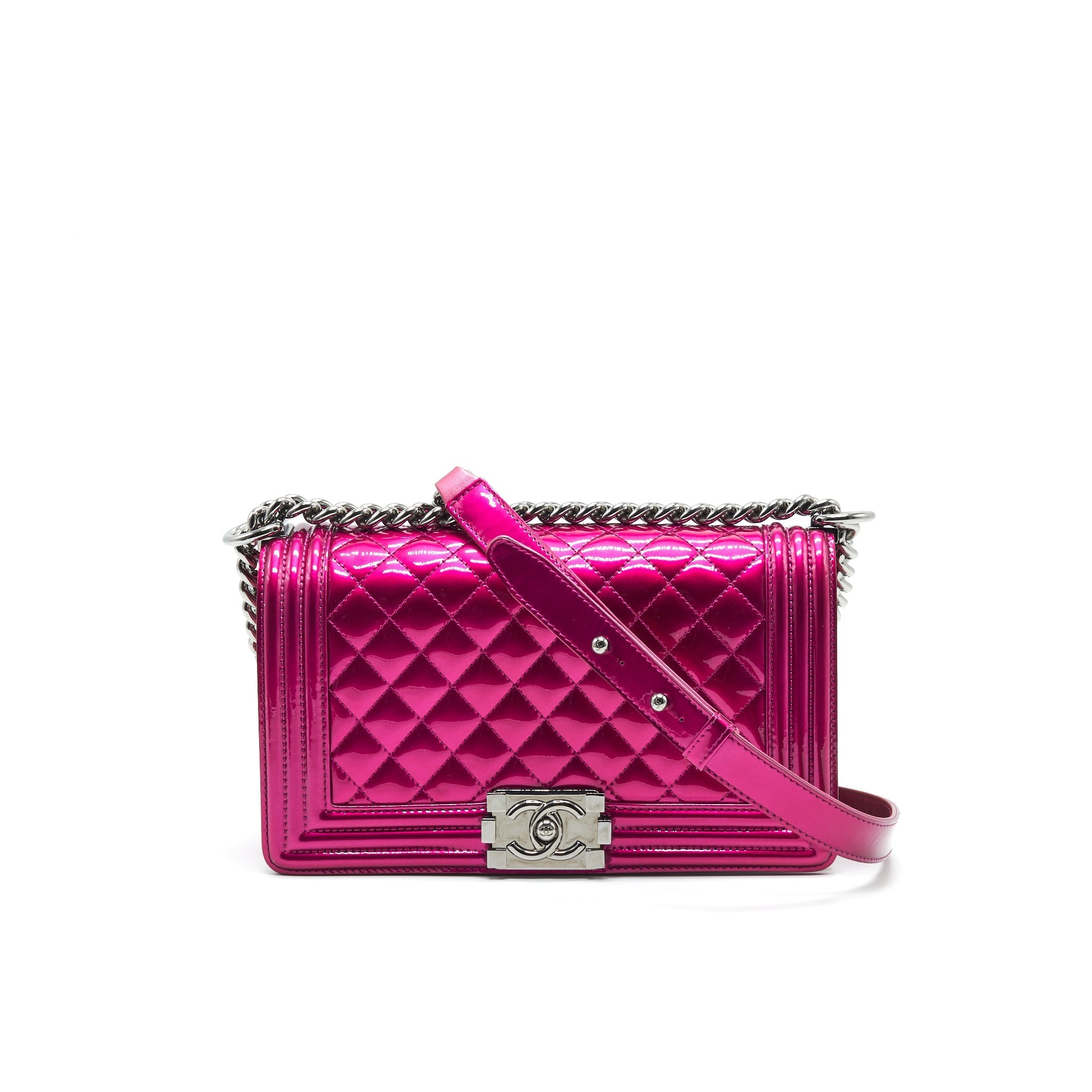 CHANEL MEDIUM LEBOY BAG METALLIC PINK SHW
