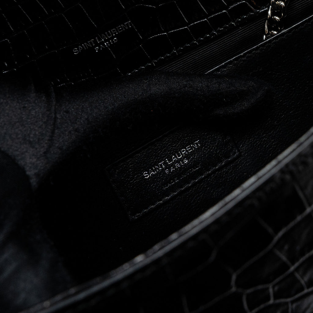 SAINT LAURENT/YSL KATE TASSEL CROC-EMBOSSED CALFSKIN BLACK SH