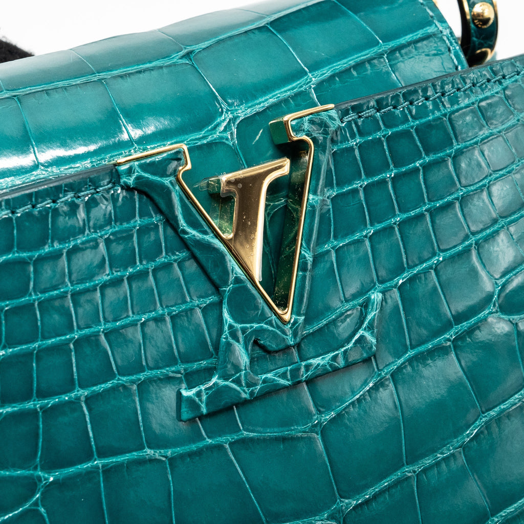 LOUIS VUITTON CAPUCINES MINI CROCODILE BRILLANT BLUE CANARD GHW