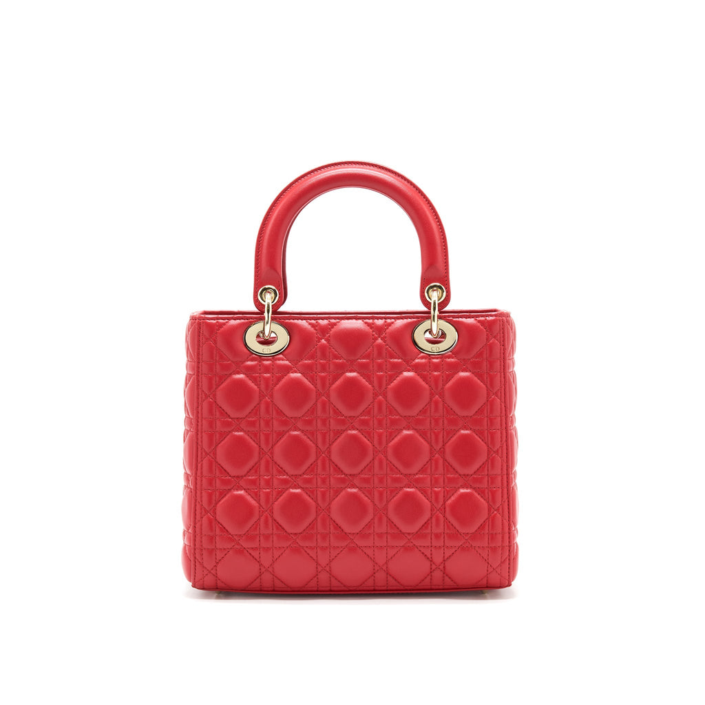 DIOR MEDIUM LADY DIOR TOTE BAG RED GHW