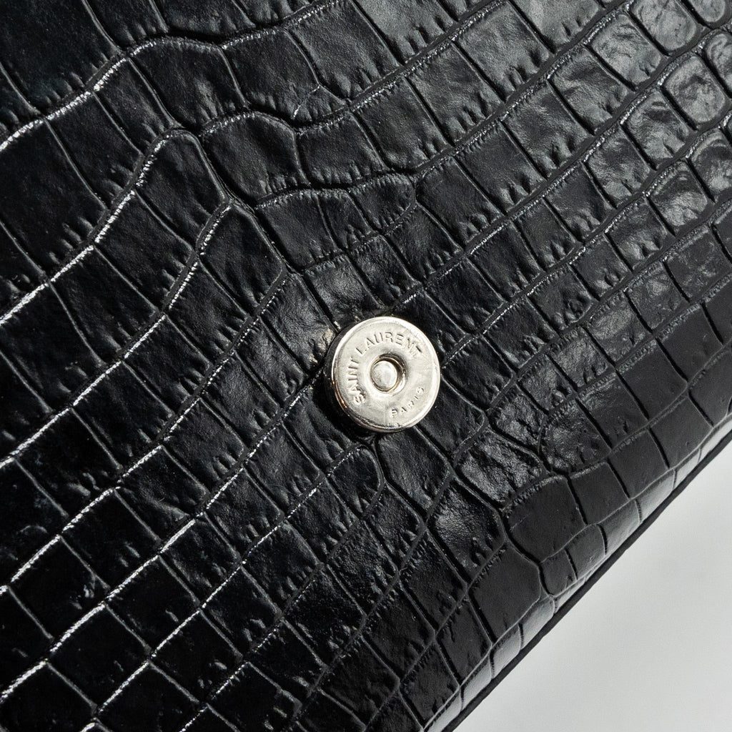 SAINT LAURENT/YSL KATE TASSEL CROC-EMBOSSED CALFSKIN BLACK SH