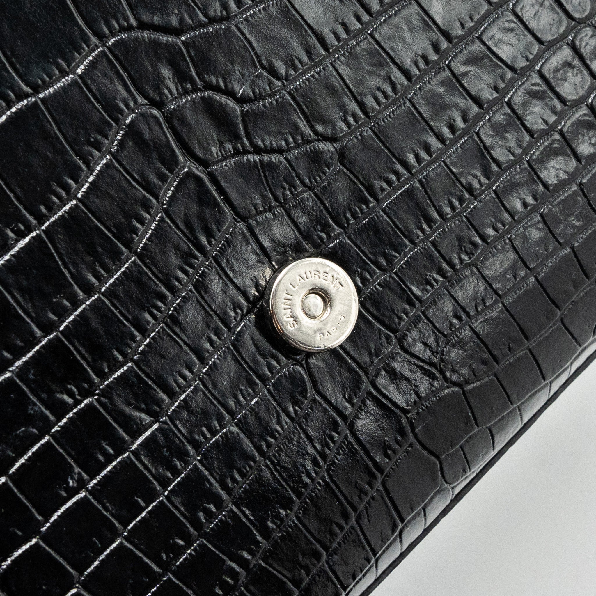 SAINT LAURENT/YSL KATE TASSEL CROC-EMBOSSED CALFSKIN BLACK SH