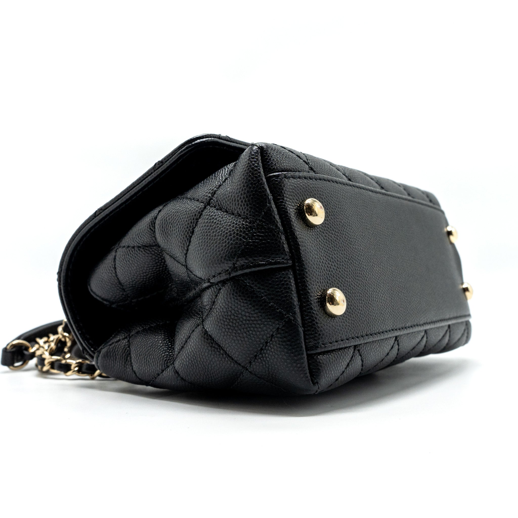 CHANEL COCO HANDLE EXTRA MINI WITH LIZARD EMBOSSED HANDLE CAVIAR BLACK LGHW(MICROCHIP)