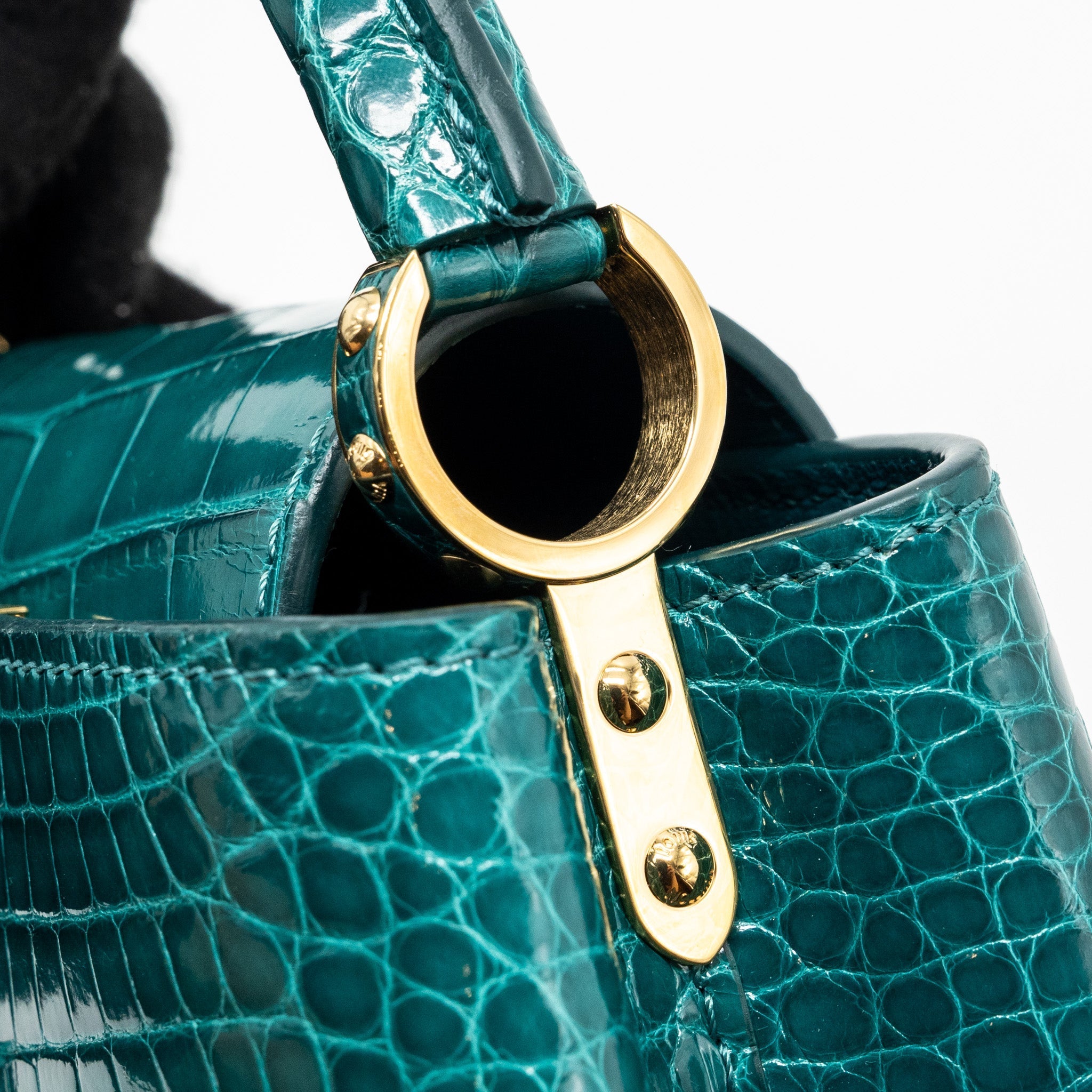 LOUIS VUITTON CAPUCINES MINI CROCODILE BRILLANT BLUE CANARD GHW