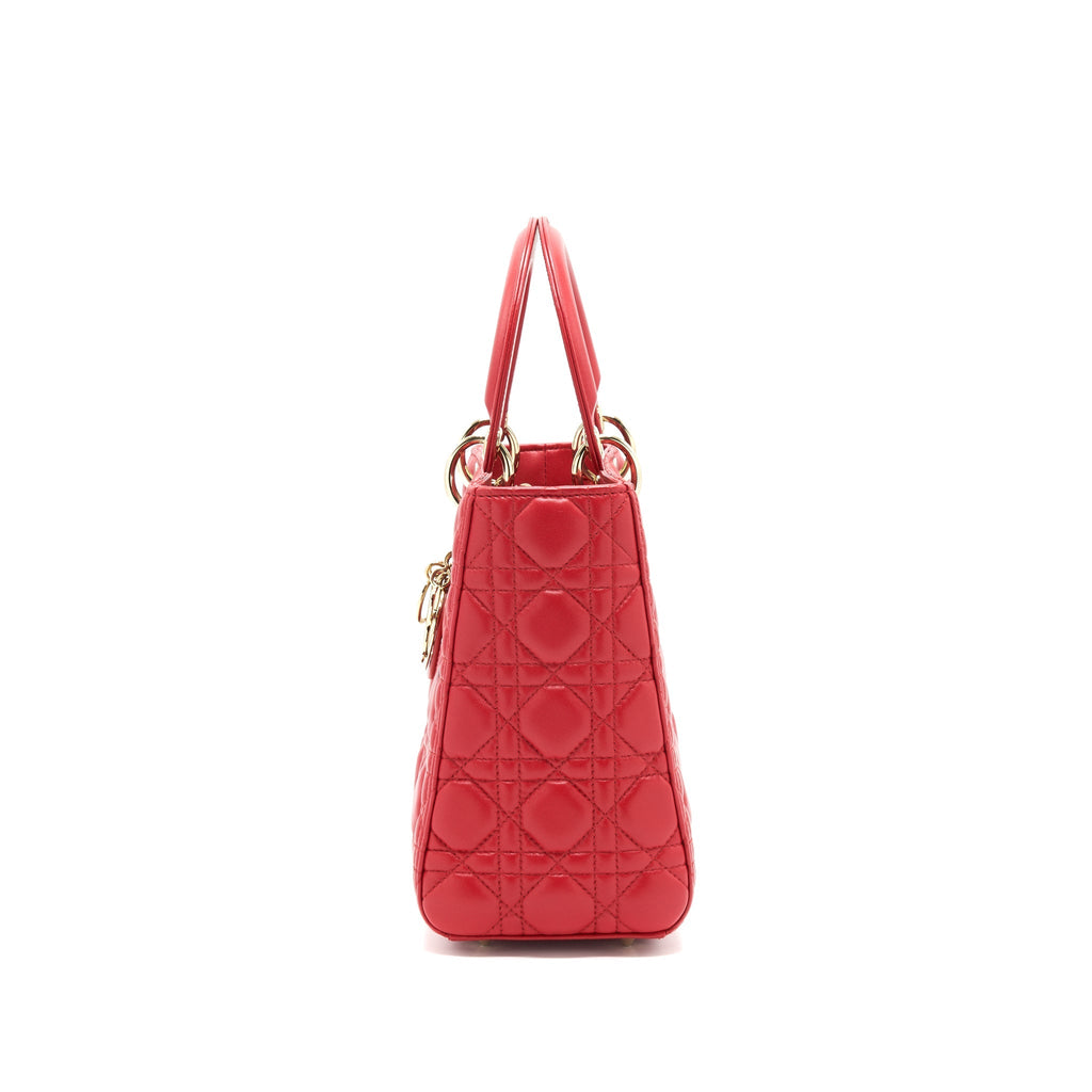 DIOR MEDIUM LADY DIOR TOTE BAG RED GHW