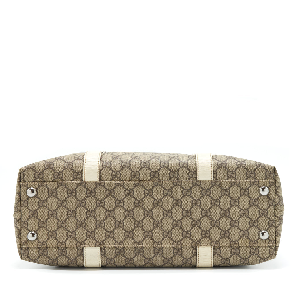 GUCCI TOTE BAG GG SUPREME CANVAS AND LEATHER SHW