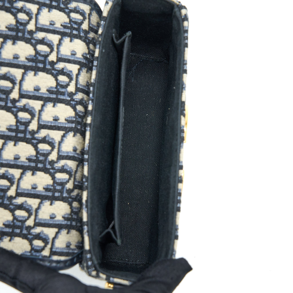 DIOR 30 MONTAIGNE MINI BOX BAG BLUE OBLIQUE GHW