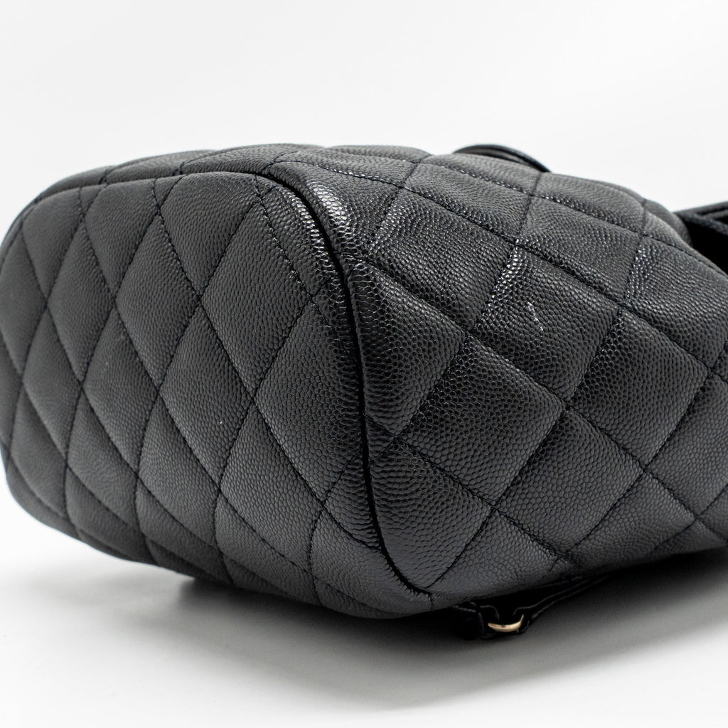 CHANEL QUILTED MINI BACKPACK CAVIAR BLACK LGHW (MICROCHIP)