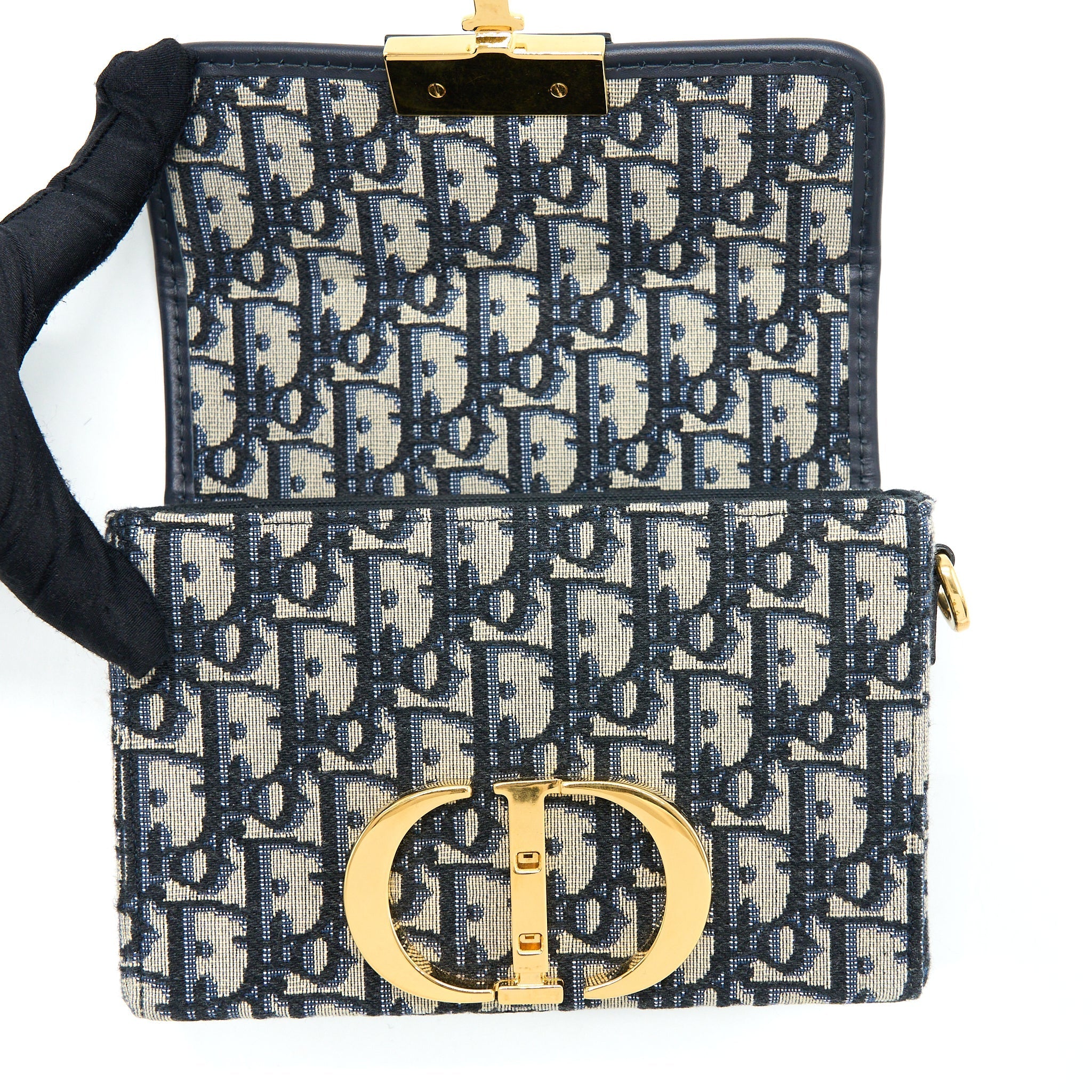 DIOR 30 MONTAIGNE MINI BOX BAG BLUE OBLIQUE GHW