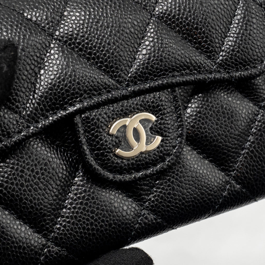 CHANEL CLASSIC FLAP CARD HOLDER CAVIAR BLACK LGHW (MICROCHIP)
