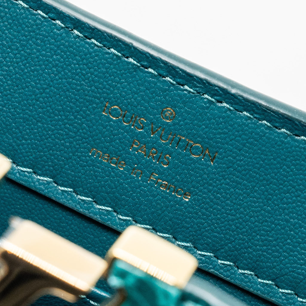 LOUIS VUITTON CAPUCINES MINI CROCODILE BRILLANT BLUE CANARD GHW