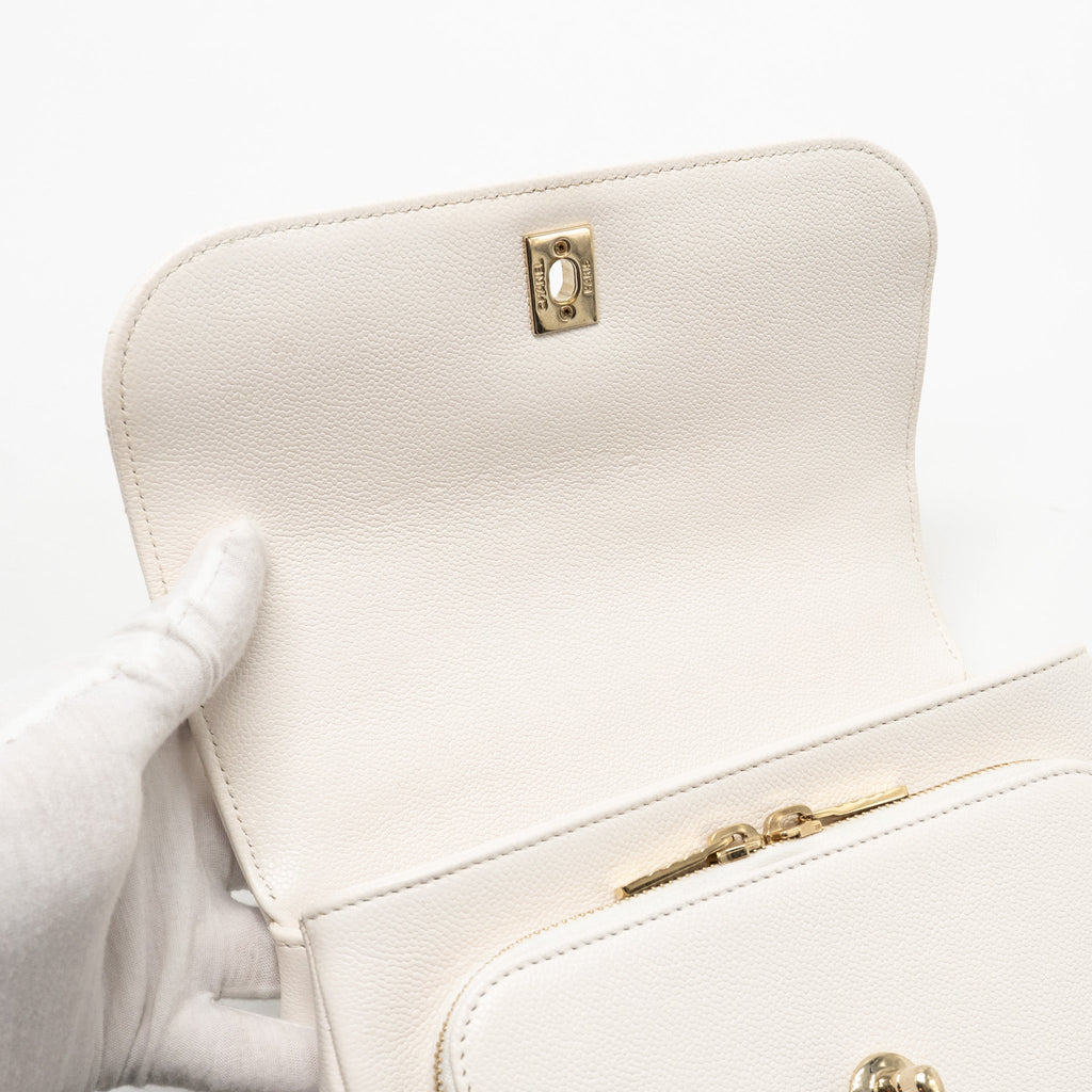 CHANEL MEDIUM BUSINESS AFFINITY CAVIAR WHITE LGHW
