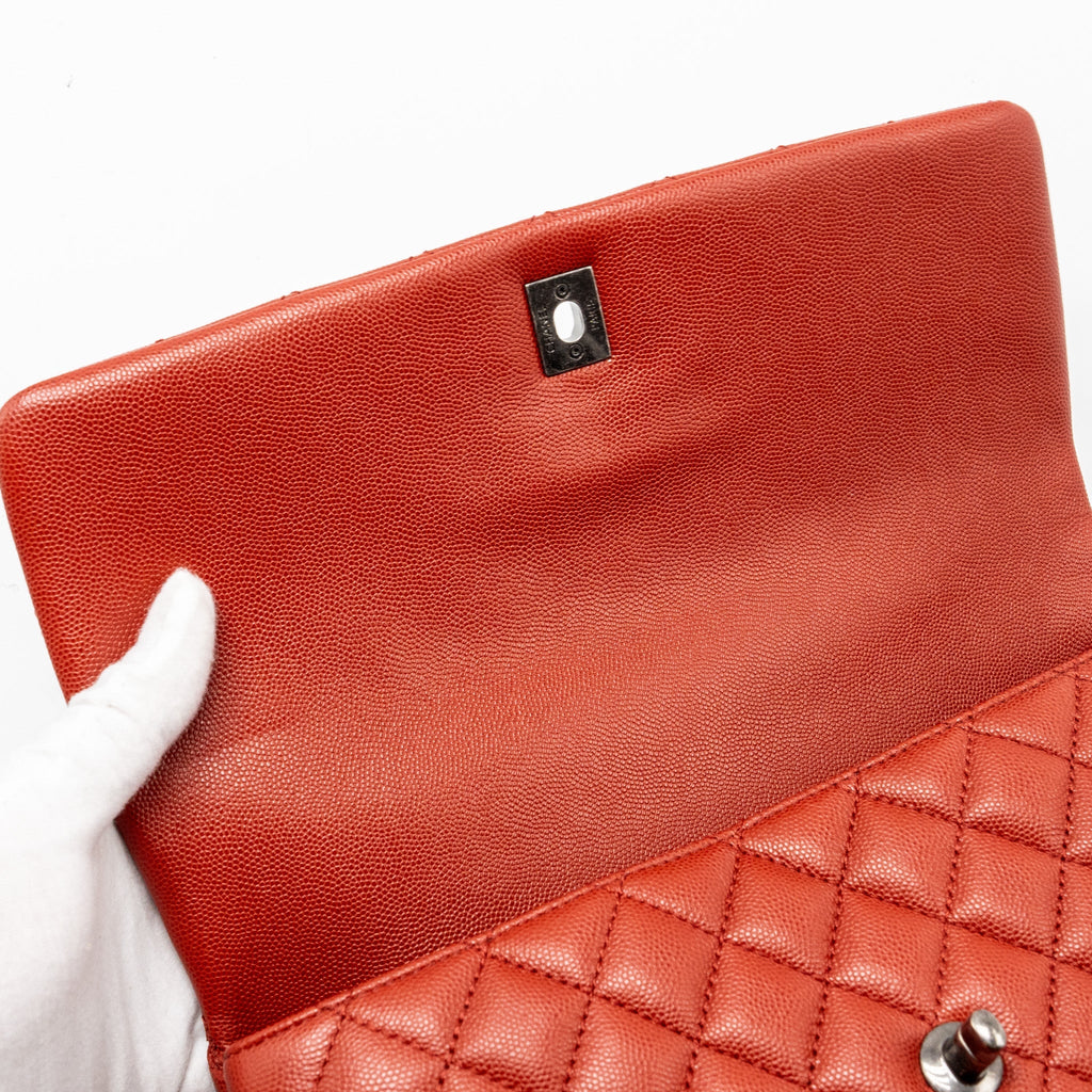 CHANEL LARGE COCO HANDLE CAVIAR DARK RED RUTHENIUM HARDWARE